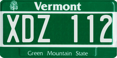 VT license plate XDZ112