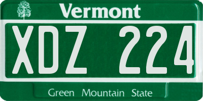 VT license plate XDZ224