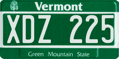 VT license plate XDZ225