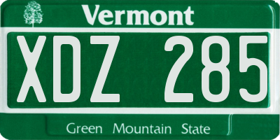 VT license plate XDZ285