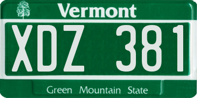 VT license plate XDZ381