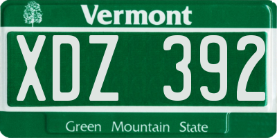 VT license plate XDZ392