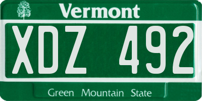 VT license plate XDZ492