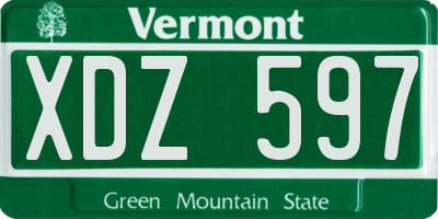 VT license plate XDZ597