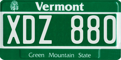VT license plate XDZ880