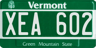 VT license plate XEA602