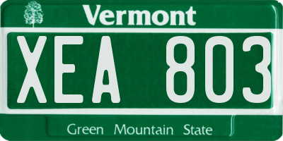 VT license plate XEA803