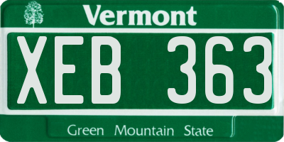 VT license plate XEB363