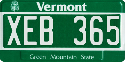 VT license plate XEB365