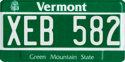 VT license plate XEB582
