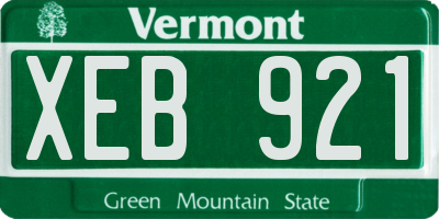 VT license plate XEB921