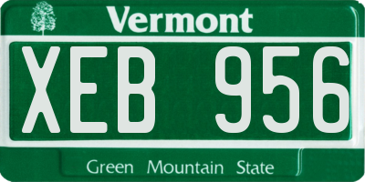VT license plate XEB956