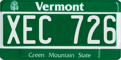 VT license plate XEC726