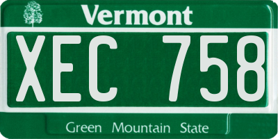 VT license plate XEC758