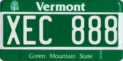 VT license plate XEC888