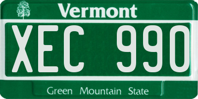 VT license plate XEC990