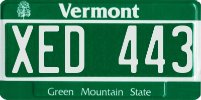VT license plate XED443