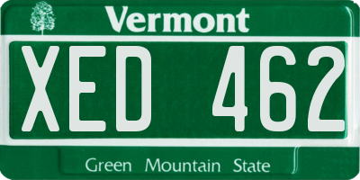 VT license plate XED462