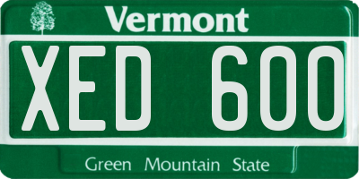 VT license plate XED600