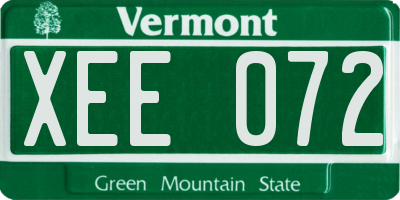 VT license plate XEE072