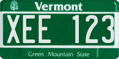 VT license plate XEE123