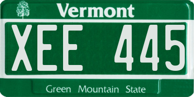 VT license plate XEE445