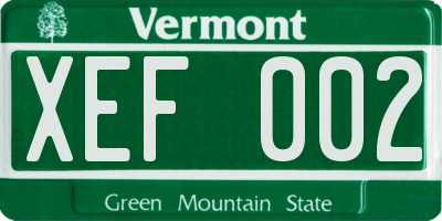 VT license plate XEF002