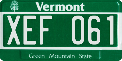 VT license plate XEF061