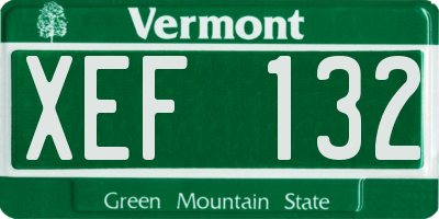 VT license plate XEF132