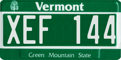 VT license plate XEF144