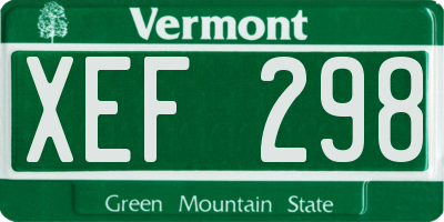 VT license plate XEF298