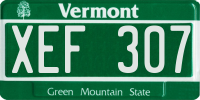 VT license plate XEF307