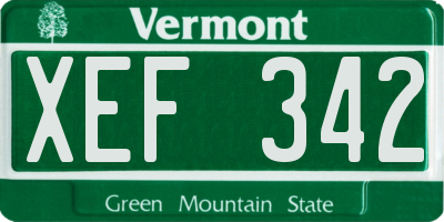 VT license plate XEF342