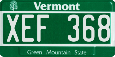 VT license plate XEF368