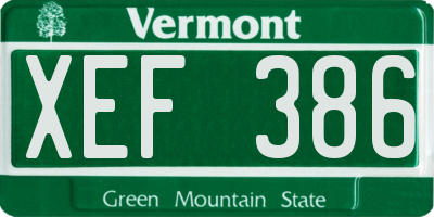 VT license plate XEF386