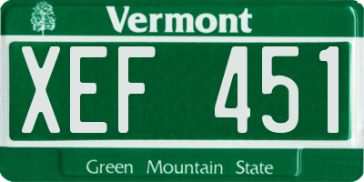 VT license plate XEF451