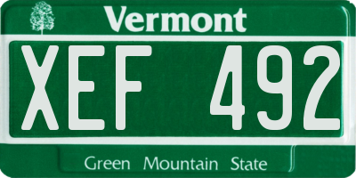 VT license plate XEF492
