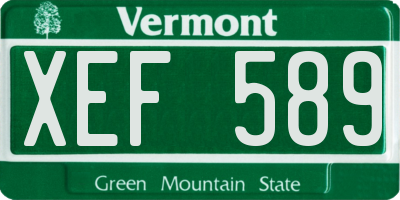 VT license plate XEF589