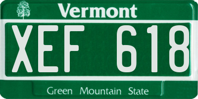 VT license plate XEF618