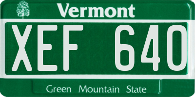 VT license plate XEF640
