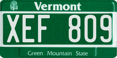 VT license plate XEF809