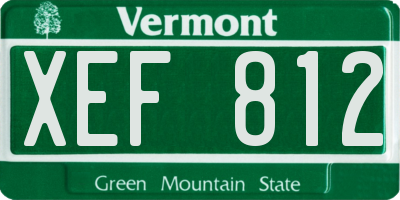 VT license plate XEF812