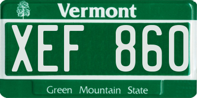 VT license plate XEF860