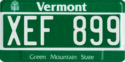 VT license plate XEF899