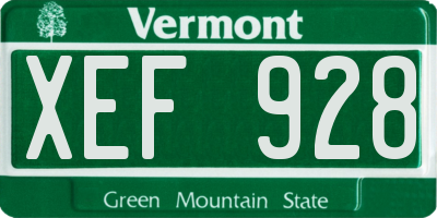 VT license plate XEF928
