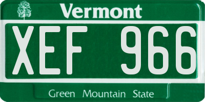 VT license plate XEF966