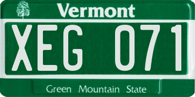 VT license plate XEG071