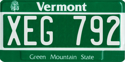 VT license plate XEG792