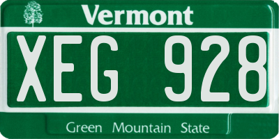 VT license plate XEG928