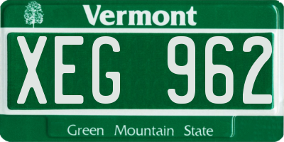 VT license plate XEG962